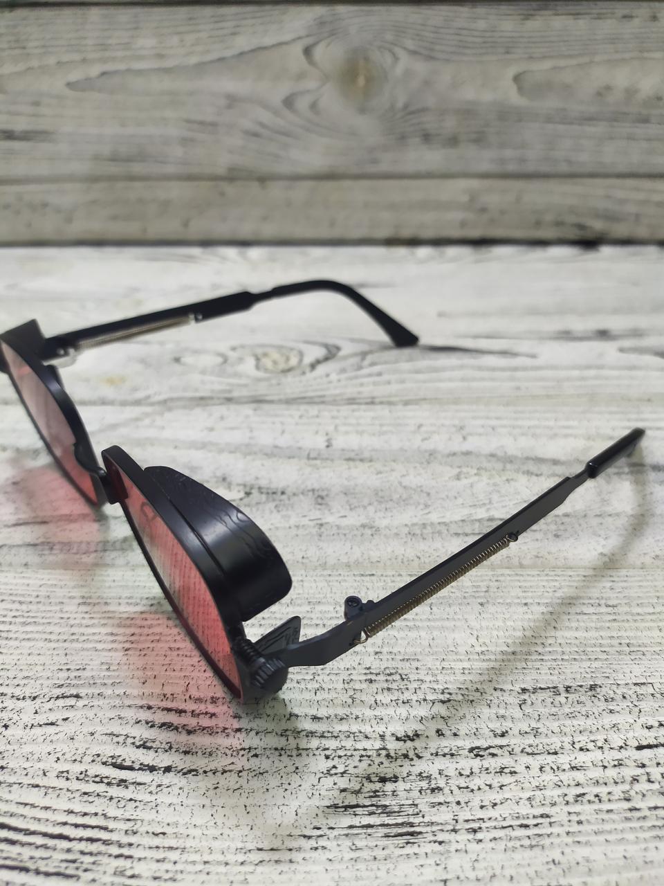 Солнцезащитные очки красные, унисекс в металлической оправе ( без брендовые ) - фото 3 - id-p1791775413