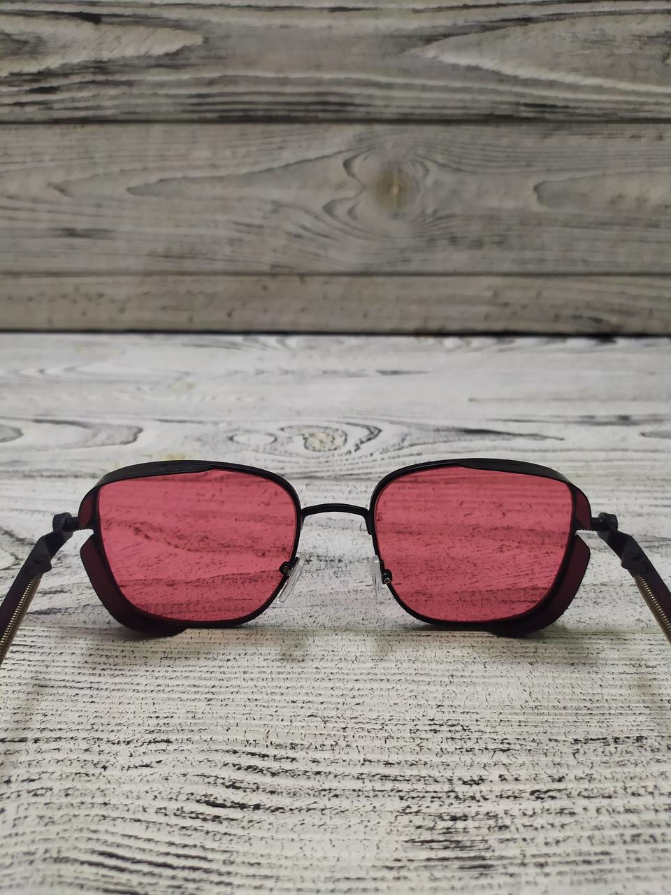 Солнцезащитные очки красные, унисекс в металлической оправе ( без брендовые ) - фото 5 - id-p1791775413