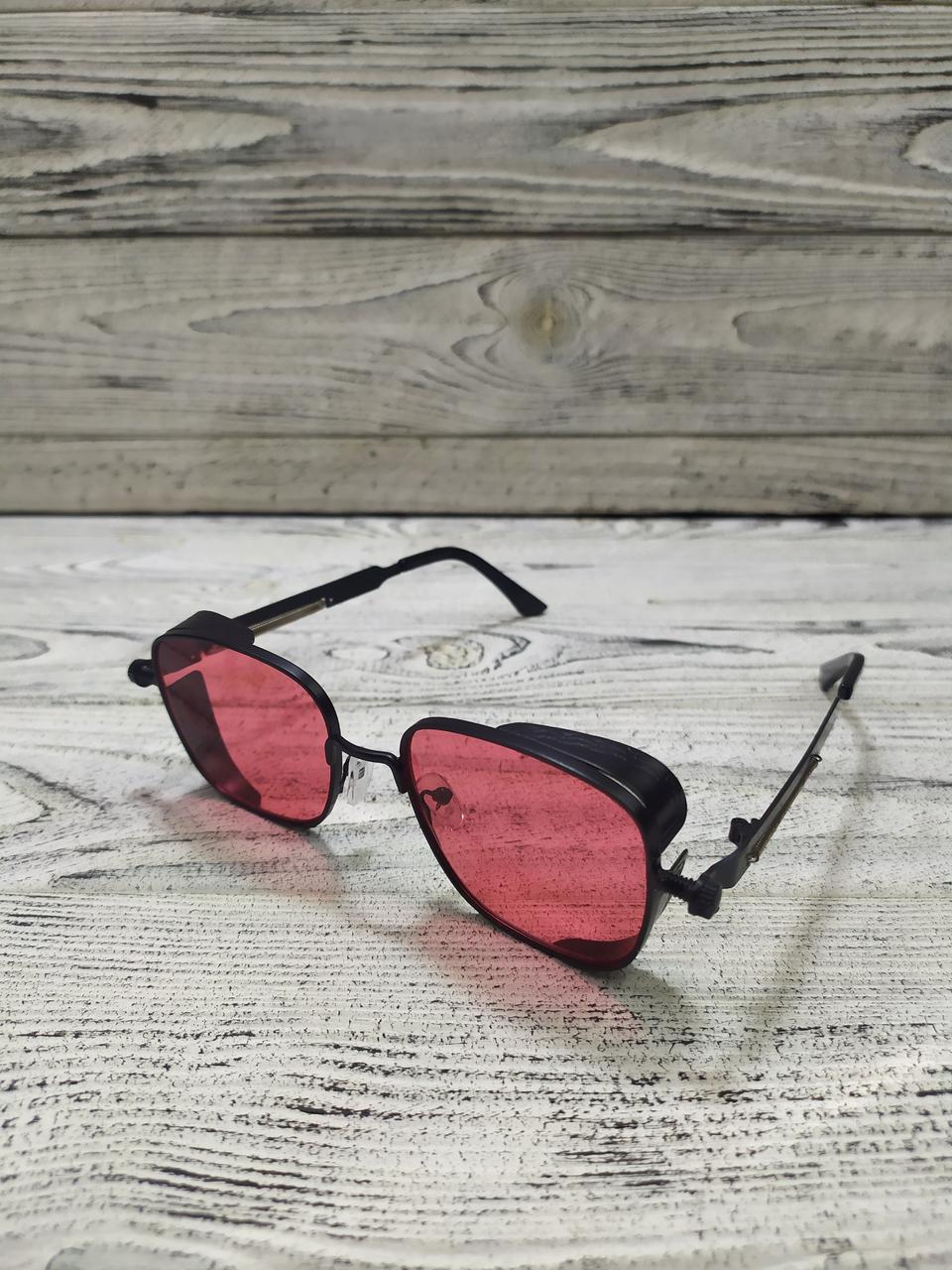 Солнцезащитные очки красные, унисекс в металлической оправе ( без брендовые ) - фото 1 - id-p1791775413