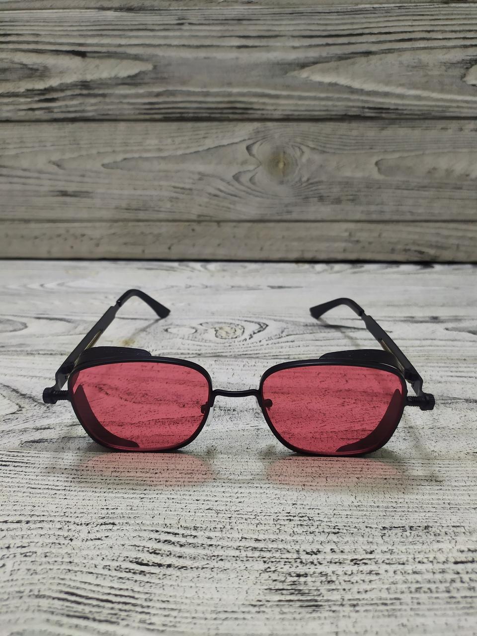 Солнцезащитные очки красные, унисекс в металлической оправе ( без брендовые ) - фото 2 - id-p1791775413