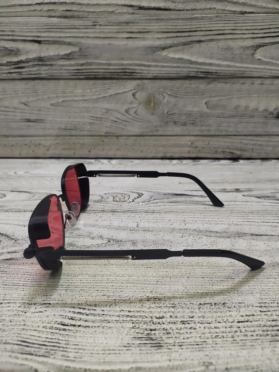 Солнцезащитные очки красные, унисекс в металлической оправе ( без брендовые ) - фото 4 - id-p1791775413