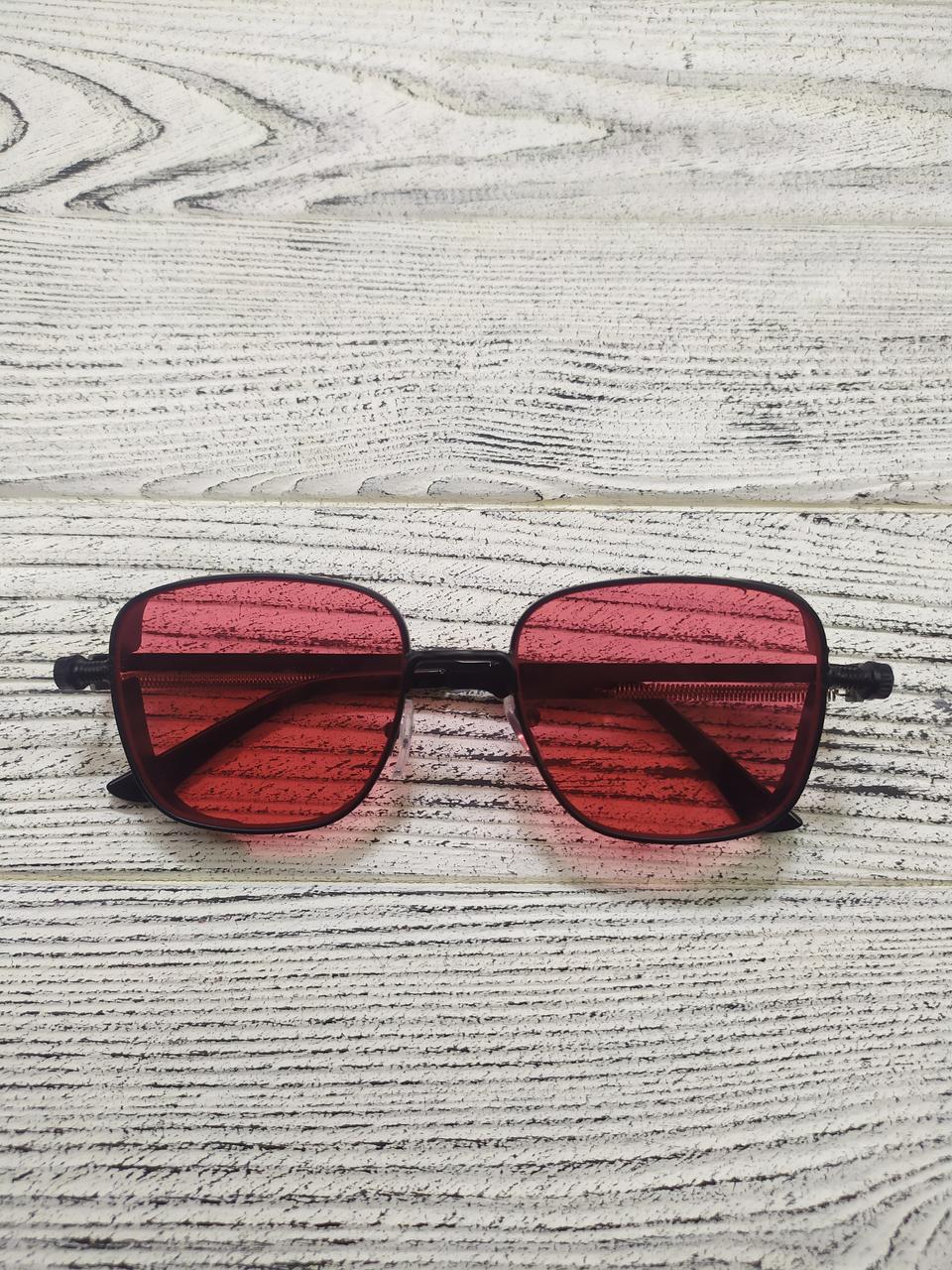 Солнцезащитные очки красные, унисекс в металлической оправе ( без брендовые ) - фото 6 - id-p1791775413