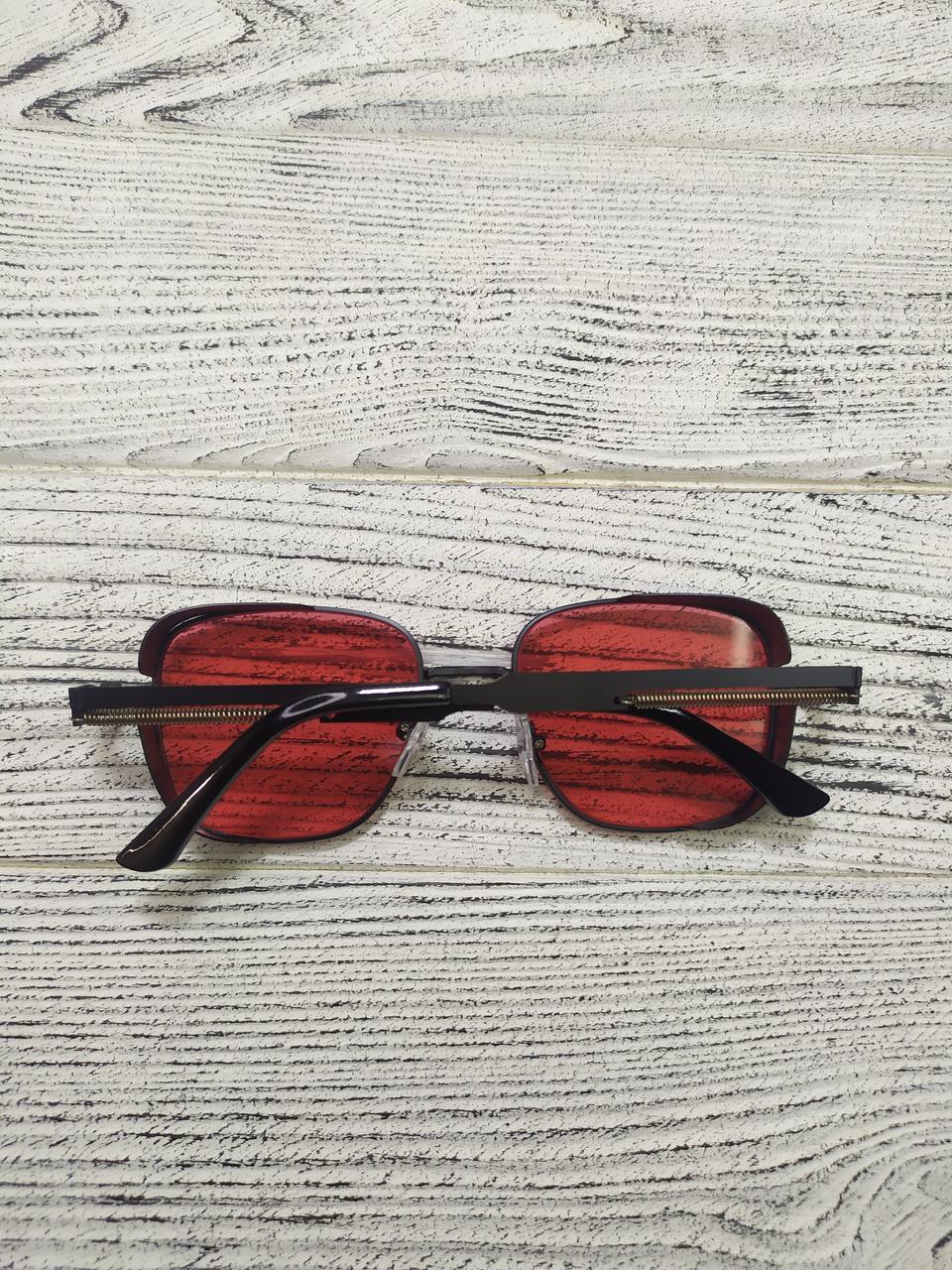 Солнцезащитные очки красные, унисекс в металлической оправе ( без брендовые ) - фото 7 - id-p1791775413