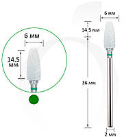 Фреза керамическая кукуруза зеленая 6 мм, рабочая часть 14.5 мм
