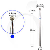 Фреза алмазная шар синяя, диаметр 3.5 мм