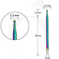 Фреза алмазная шар цветная, диаметр 1.2 мм