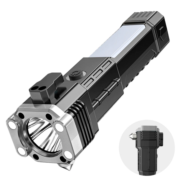 Ліхтар ручний світлодіодний з АКБ 14500 + стропоріз та аварійний молоток