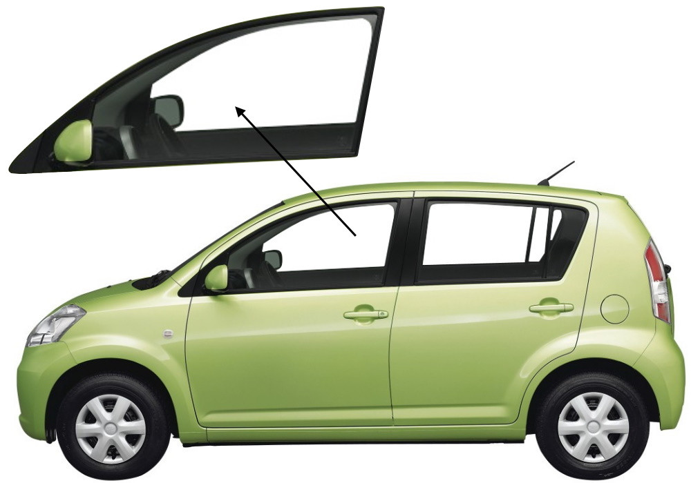 Бічне скло Daihatsu Sirion 2005-2023 передніх дверей ліве