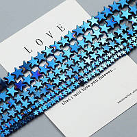Гематитовые бусины, звезды, цвет синий, 6 мм, 10 шт