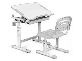 Дитяча парта зі стільчиком Evo-06 для навчання занять удома комплект сірий