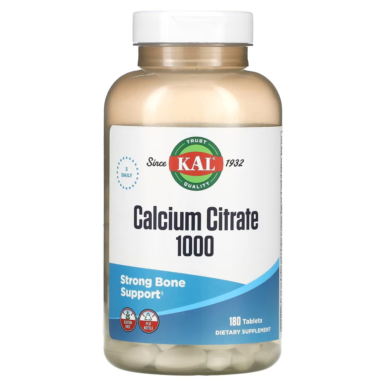 KAL, Цитрат кальцію 1000 мг, Calcium Citrate, 180 таблеток