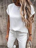Женская летняя блузка софт с коротким спущенным рукавом Арт. 88А150 Белый