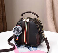 Стильная женская маленькая сумочка с меховым брелком, мини-сумка с меховой подвеской, сумка эко кожа Черный