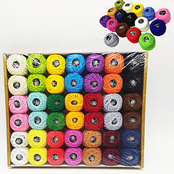 Набір ниток 42 бавовняних мотка для в'язання та вишивки пряжа Ірис нитки в мотках
