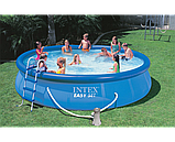 Надувний безкаркасний круглий басейн Intex 26168 (457-122см, фільтр-насос, сходи, підстилка, тент) Синій, фото 2