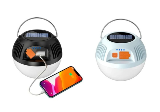 Багатофункціональний кемпінговий акумуляторний LED ліхтар на сонячній панелі з повербанком