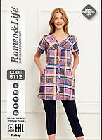 Жіночий літній костюм двійка туніка з бриджами. Костюм для відпочинку Розмір 5XL(60-62)