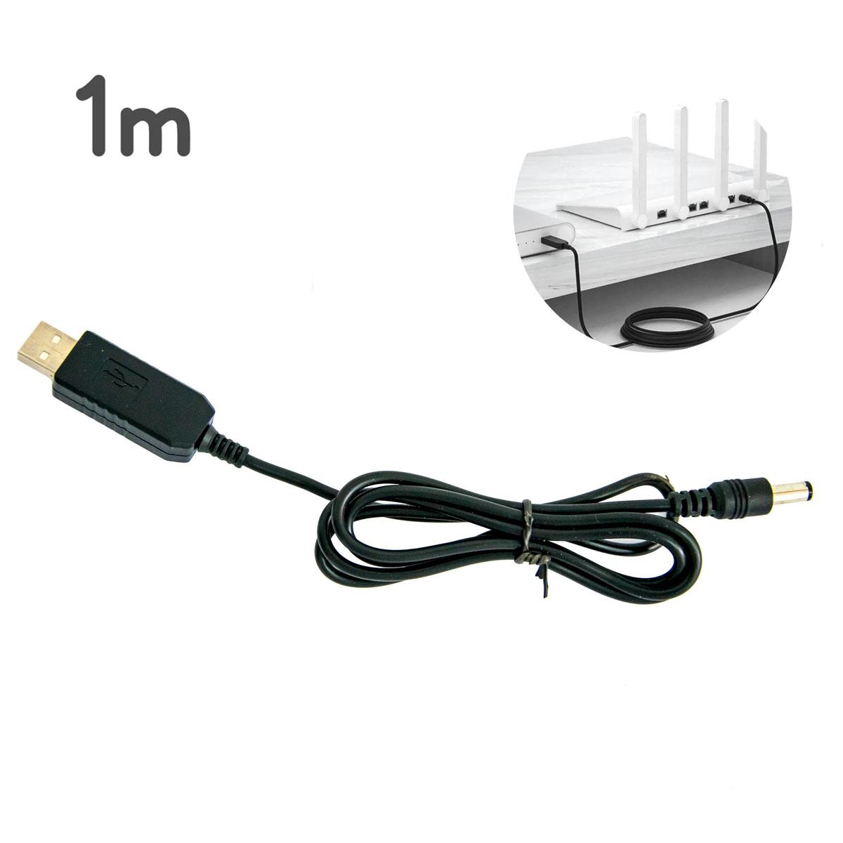 Кабель USB to DC 5.5 mm на 12 Вольт, 1 м, кабель для живлення роутера від повербанку, кабель dc для роутера