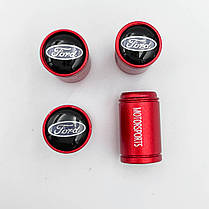 Захисні ковпачки на ніпеля Motosport Ford (Форд) 4 шт Червоні, фото 2