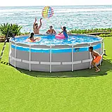 Басейн каркасний круглий (488x122 см, 19156л, фільтр-насос, сходи, підстилка, тент) Intex 26730 Сірий, фото 6
