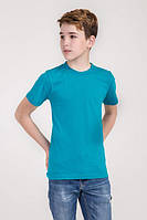 Дитяча футболка блакитна, трикотаюча футболка блакитного кольору хлопчику 4 5 6 7 8 9 10 11 років