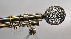 Карниз для штор металевий САВОНА подвійний 25+19 мм 3.2м Античне золото