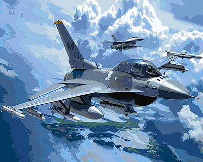 Картина за номерами Kontur 40×50 см. Літак F-16 DS0478