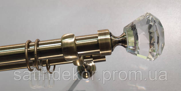 Карниз для штор металевий СПЕКТРАЛІЯ подвійний 25+19 мм 3.0м Античне золото