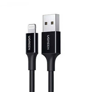 Кабель для зарядки телефона/ смартфона UGREEN US155 USB - Lightning 2.4 А 1 м Чорний (6776815), фото 1
