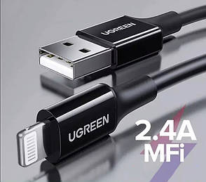 Кабель для зарядки телефона/ смартфона UGREEN US155 USB - Lightning 2.4 А 1 м Чорний (6776815), фото 4