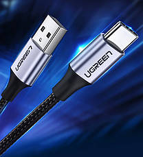 Кабель для зарядки телефона/ смартфона UGREEN US288 USB - Type-C 1.5 м Чорний/ Сріблястий (6689218), фото 3