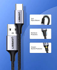 Кабель для зарядки телефона/ смартфона UGREEN US288 USB - Type-C 1.5 м Чорний/ Сріблястий (6689218), фото 4
