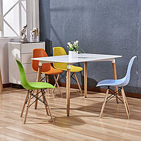 Комплект кухонный: Стол обеденный Нури SDM квадратный 80х80 см, белый + 4 Разноцветных стула Тауэр Вуд SDM,