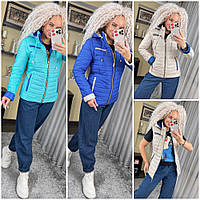 Жіночі демісезонні куртки No3503/а-бр-мк Жіноча демісезонна куртка-трансформер великих розмірів,