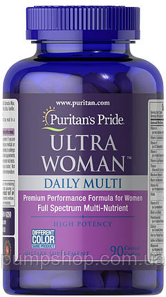 Вітаміни для жінок Puritan's Pride Ultra Woman Daily Multi Timed Release 90 таб., фото 2