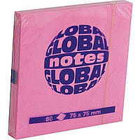 Этикетки самоклеящиеся Global Notes 75х75х80 12 листов/упаковка neon pink GN 3654-32