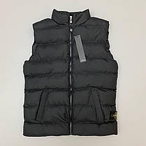 Чорна чоловіча Жилетка осіня Stone Island Black тепла без рукавів Безрукавка Стон Айленд, фото 6