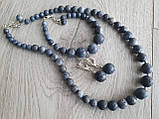 Комплект   ⁇ Блакитний корал у серебрі: намисто, сережки та браслет, фото 8