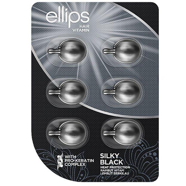 Вітаміни для волосся Шовкова ніч з про-кератиновим комплексом Ellips Hair Vitamin Silky Black With Pro-Keratin Complex, 6x1ml