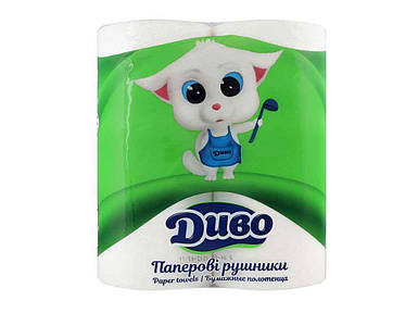 Рушники целюлозні на гільзі, по 2рул, 2-х шар.БІЛИЙ ТМ ДИВО FG