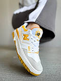 Кросівки чоловічі New Balance 550 White Yellow білі жовті шкіра Chower-біленс демісезонні весни модні В'єтнам, фото 3