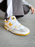 Кросівки чоловічі New Balance 550 White Yellow білі жовті шкіра Chower-біленс демісезонні весни модні В'єтнам, фото 6