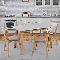 Комплект кухонной мебели Onto Алонзо 120 Премиум дерево бежевый стол + 4 стула Вито Премиум дерево бежевые