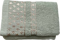 Хлопковое бирюзовое полотенце Звезды, для бани, махра средней плотности