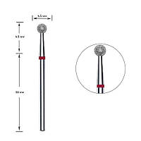 Фреза алмазная для маникюра красная шар диаметр 4.5 мм
