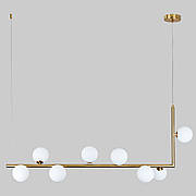 Бронзова довга люстра на 8 ламп з білими кулями (61-V1026-8 BRZ+WH)