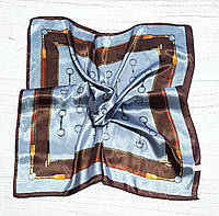 Платок малегький шейный на сумку на шею на прическу шелковый Клер серый