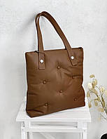Сумка женская натуральная кожа большая сумка коричневая Polina&Eiterou длинные ручки форматная
