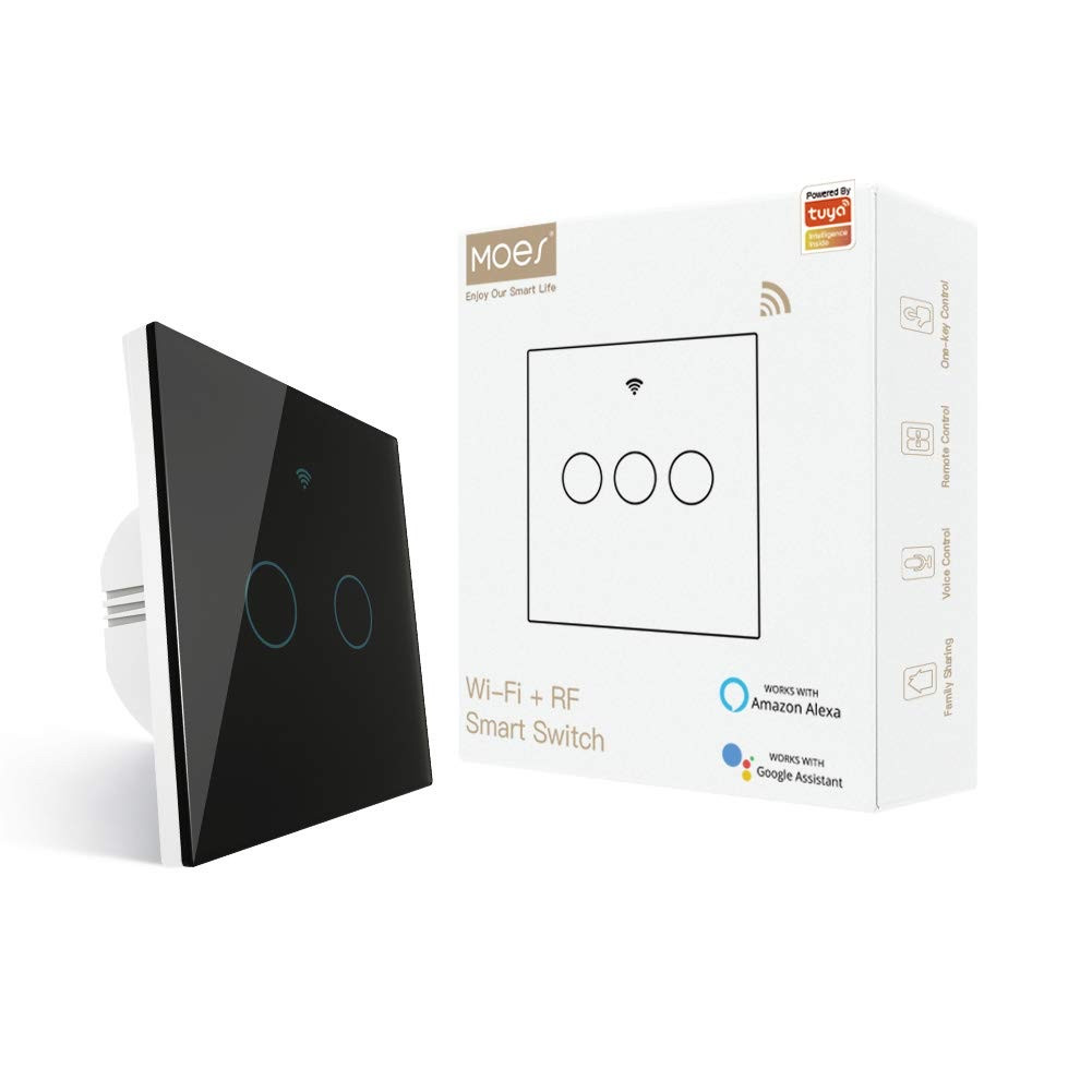 MOES Wi-Fi Smart Touch Wall Switch 2 Gang Multi Control пульт дистанційного керування RF433