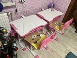 Дитяча парта столик+стільчик набір Evo-kids Evo-06 Grey рожевий для дівчинки, фото 6